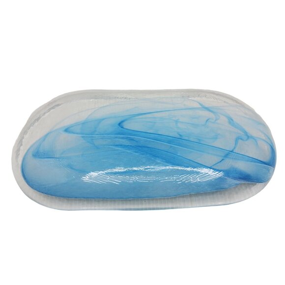 Vintage Italian Artesian Blue Marbled Glass Platter Handcrafted in Italy by Arte - Picture 9 of 11